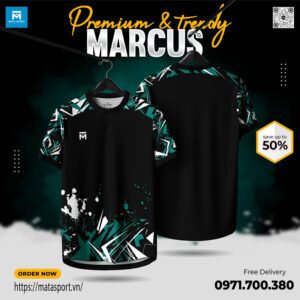 Áo Thể Thao MARCUS Màu Đen – Cá Tính, Hiện Đại và Mạnh Mẽ