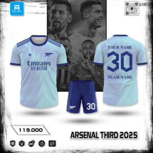Áo Đấu Arsenal Third 2025 - Xanh Băng Pastel
