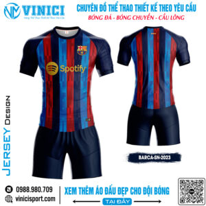 Đồng phục thể thao áo đấu bóng đá BARCA-SN-2023 phối màu đỏ xanh hiện đại