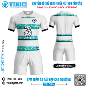 Bộ quần áo bóng đá Chelsea-SK-2023 trắng phối xanh | Thiết kế hiện đại, vải cao cấp