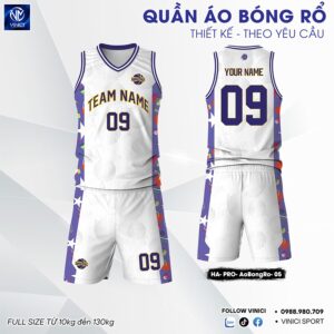 Áo Bóng Rổ Thiết Kế Trắng Violet Sáng Tạo Nổi Bật