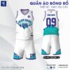 Áo Bóng Rổ Thiết Kế Theo Yêu Cầu Màu Trắng Xanh Tím - HA PRO 19