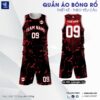 Áo Bóng Rổ HA PRO Đen Vân Đá Đỏ - Phong Cách Streetwear Nổi Bật