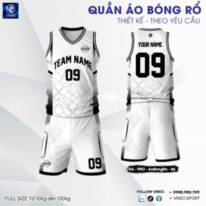 Bộ Quần Áo Bóng Rổ HA PRO Màu Trắng Đen - Thiết Kế Tam Giác Cá Tính