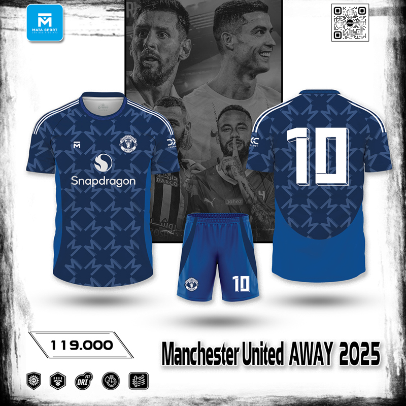 Áo bóng đá Manchester United Away 2025 màu xanh navy đậm