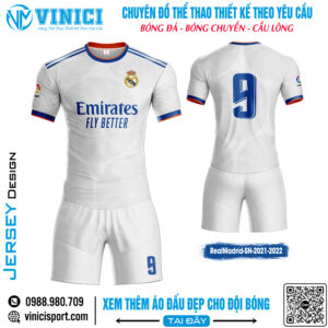 Áo Đấu Real Madrid Trắng 2021-2022 Thiết Kế Theo Yêu Cầu