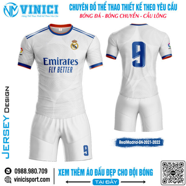 Áo Đấu Real Madrid Trắng 2021-2022 Thiết Kế Theo Yêu Cầu