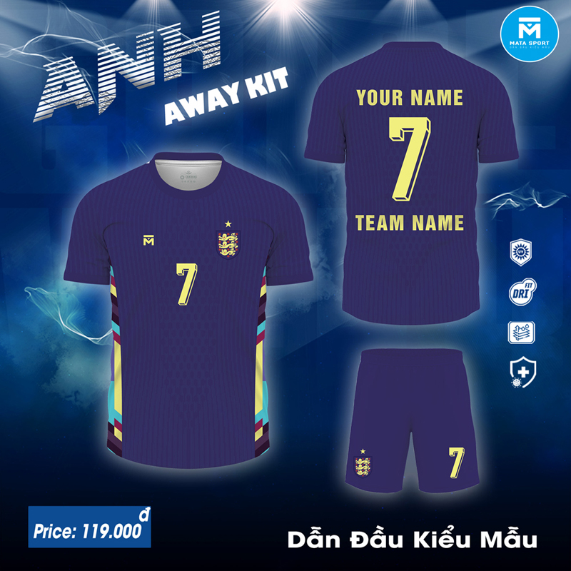 Áo thi đấu sân khách 2024 đội tuyển Anh màu tím than