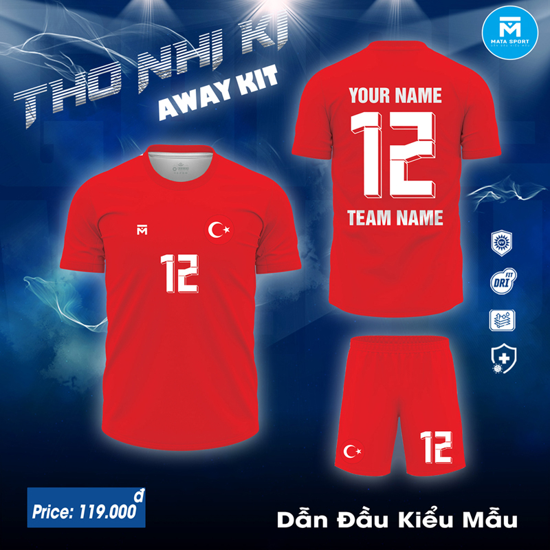 Áo bóng đá tuyển Thổ Nhĩ Kỳ sân khách 2024 màu đỏ