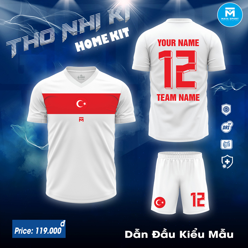 Áo đội tuyển Thổ Nhĩ Kỳ sân nhà 2024 màu trắng - thiết kế mạnh mẽ, thoáng khí