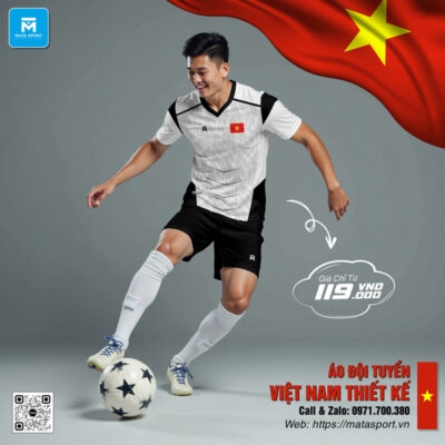 Áo đội tuyển Việt Nam thiết kế màu trắng đen – Mẫu áo thể thao tự hào dân tộc
