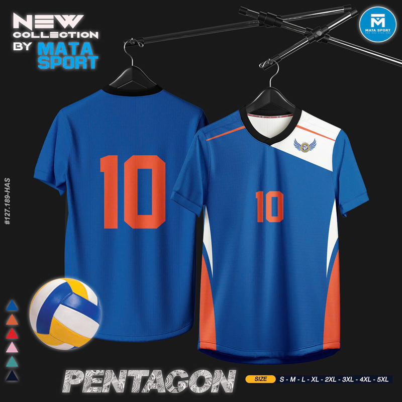Áo thể thao Pentagon xanh dương phối cam - Thiết kế thể thao hiện đại cho nam nữ