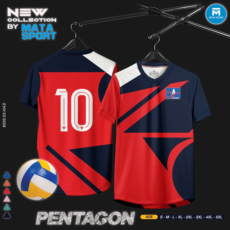 Áo thể thao nam đỏ phối xanh navy co giãn thoáng mát