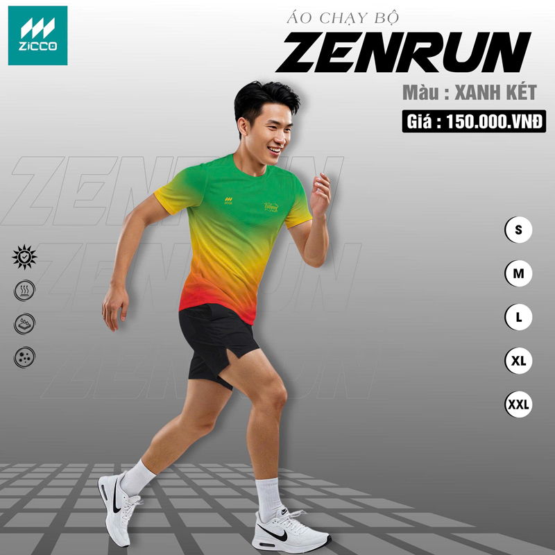Áo chạy bộ ZICCO ZENRUN màu xanh két