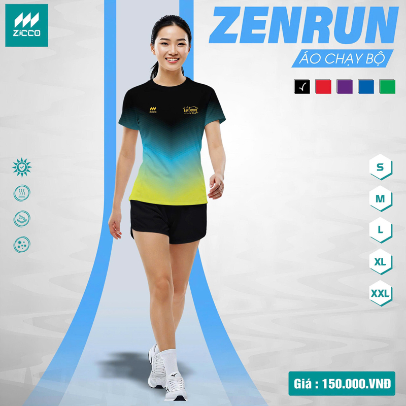 Áo chạy bộ ZENRUN màu đen thương hiệu ZICCO – phong cách nổi bật, chất vải thoáng khí vượt trội